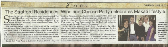 Pick Up TSR Wine and Cheese The Philippines Star Features Section Page H4 June 12 2014